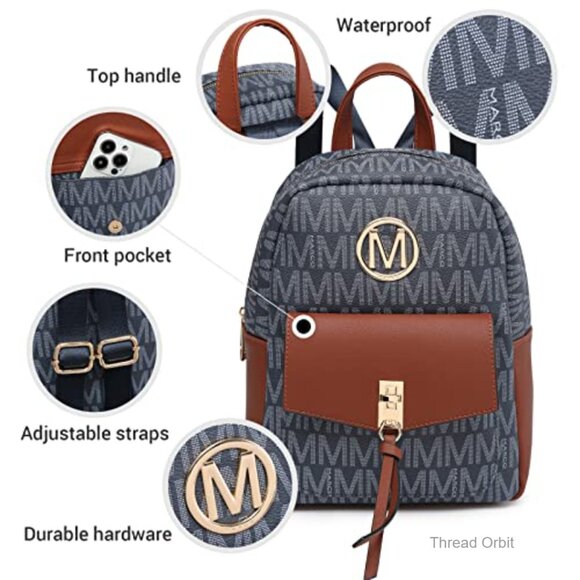 Small Faux Leather Backpack Purse with Adjustable Straps and Tassel Charm